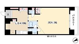 カスタリア伏見 14階1LDKの間取り