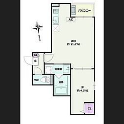 Jack osugiI 3階1LDKの間取り