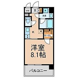 プレミアム浅間町 10階1Kの間取り