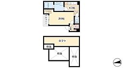 リヴェール森下 2階1Kの間取り