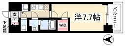 プレサンス新栄町ギャラント 7階1Kの間取り