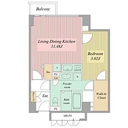 ミュプレ矢場町 11階1LDKの間取り