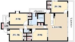 エスティメゾン東白壁 4階4LDKの間取り