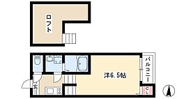 ハーモニーテラス清水IV 1階1Kの間取り