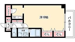リーヴァストゥーディオ丸の内 6階ワンルームの間取り