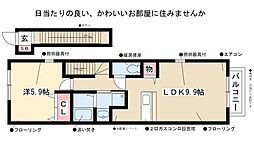 ピュアライト 2階1LDKの間取り