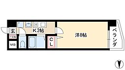 ヒルズ新栄 8階1Kの間取り