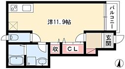 カルマ　スパーチオ城北 1階ワンルームの間取り