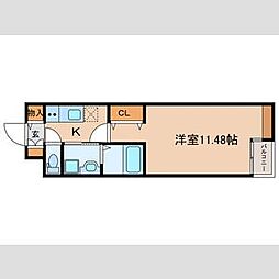 郷前町2丁目マンション 2階1Kの間取り