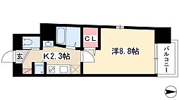 グランツ丸の内 8階1Kの間取り