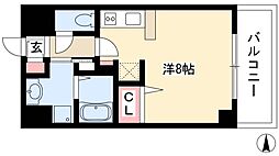 グランルージュ栄II 8階ワンルームの間取り