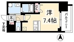 プレサンス桜通グレイス 3階1Kの間取り