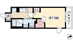 フレールコート東別院 10階1Kの間取り