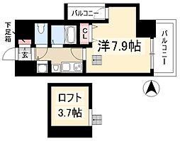 プレサンス名古屋駅前アクシス 2階1Kの間取り