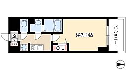 プレサンス桜通ベルノ 2階1Kの間取り