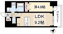 プレサンス鶴舞ファースト 12階1LDKの間取り
