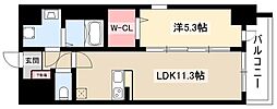 エスポワール黄金 2階1LDKの間取り