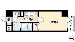 プランドール浅間町 6階1Kの間取り