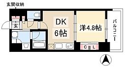 プレサンスロジェ名古屋駅GATE FRONT 8階1DKの間取り