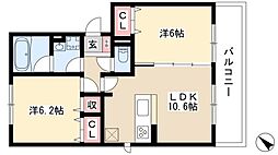 アリエッタ 2階2LDKの間取り