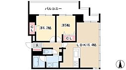 プレサンスロジェ浄心 2階2LDKの間取り