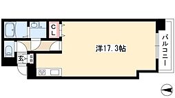 ビ・アバンス 1階ワンルームの間取り