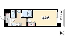 パークフラッツ金山 6階1Kの間取り