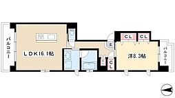 One 泉 5階1LDKの間取り