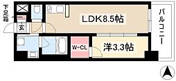 S-RESIDENCE烏森aureate(オリート) 6階1LDKの間取り