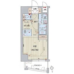 プレサンス上前津リラクシア 15階ワンルームの間取り