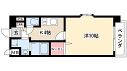 ベルデアスル 3階1Kの間取り