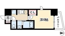エステムコート名古屋ステーションクロス 5階1Kの間取り