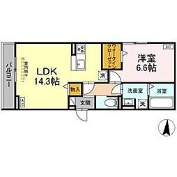 セレスティア京田 3階1LDKの間取り
