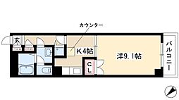 ネオ青山 1階1Kの間取り