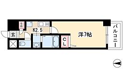 フローライト上前津 3階1Kの間取り