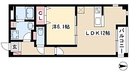 LUCE II 3階1LDKの間取り