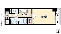 トレヴィ高岳 10階1Kの間取り