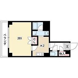 クレアールジーエー 5階1Kの間取り