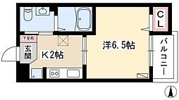 エストソレイユ 1Kの間取図画像