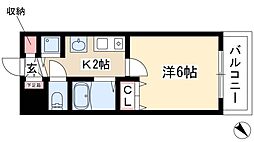 プレサンス鶴舞駅前ブリリアント 1Kの間取図画像