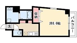 スカイコート葵 1Kの間取図画像
