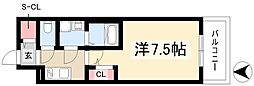 ディアレイシャス名古屋太閤通IV 1Kの間取図画像