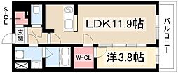 グリュック平和 1LDKの間取図画像
