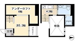 VIVA米野2 1Kの間取図画像