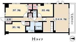 ソーラスフロント富船北棟 3LDKの間取図画像