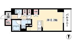 パークアクシス名駅南グランデ ワンルームの間取図画像