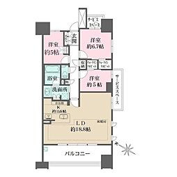 ザ・パークハウス名古屋 3LDKの間取図画像