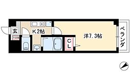 アヴリル 1Kの間取図画像