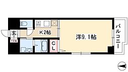 パラシオン車道西館 1Kの間取図画像