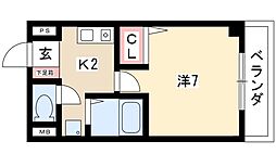 ラフィネ高峯 1Kの間取図画像